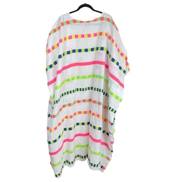 We Are Leone Striped Swim Bathing Suit Cover Up Neon Multicolor One Size - Picture 6 of 6